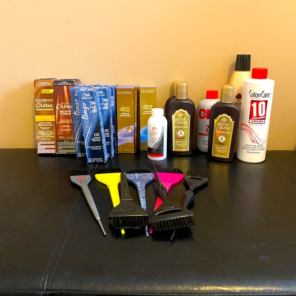 Lot of Hair Color, Developer, and Accessories